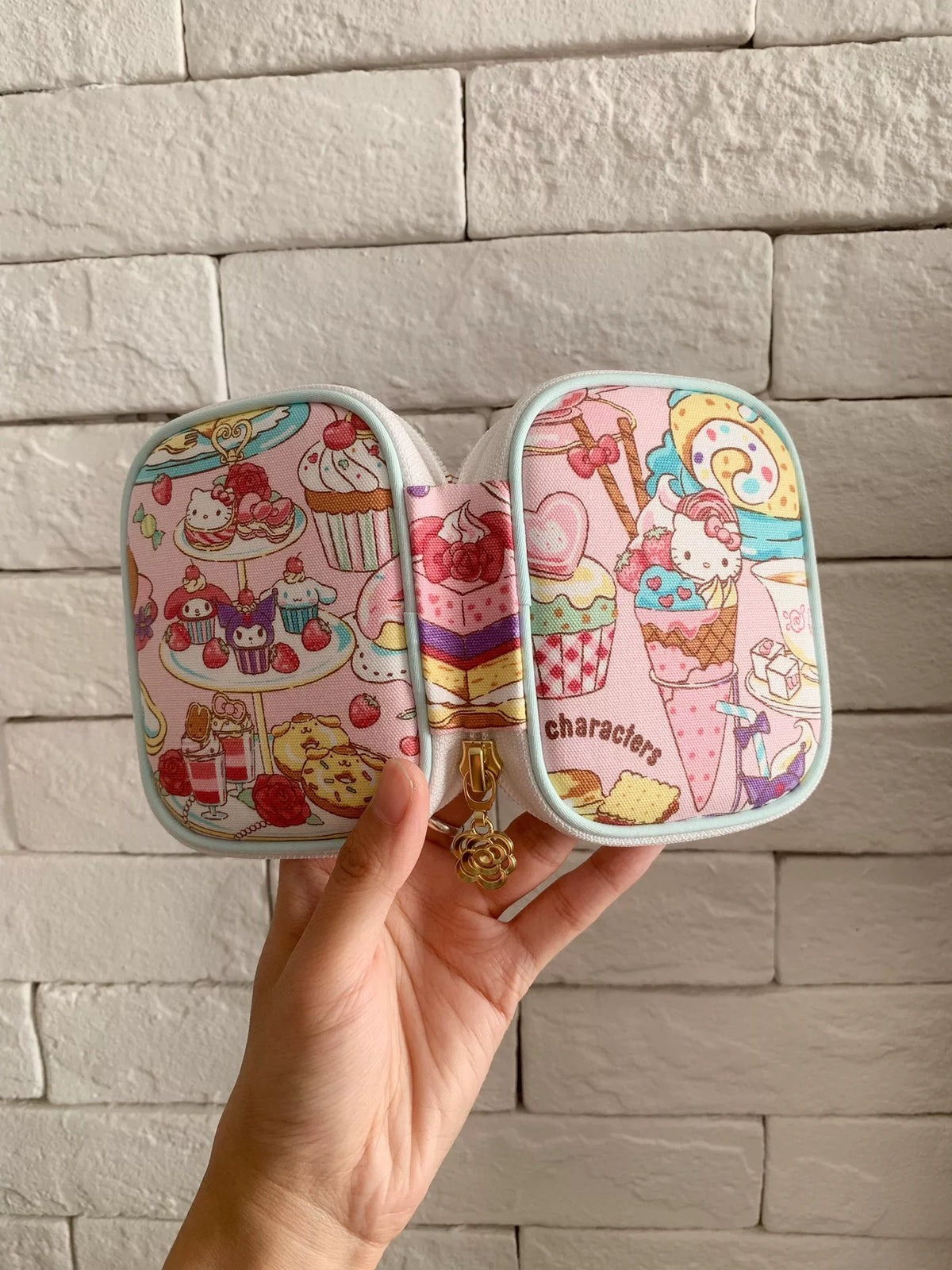 Pochethette zippée en toile Oxford imprimée