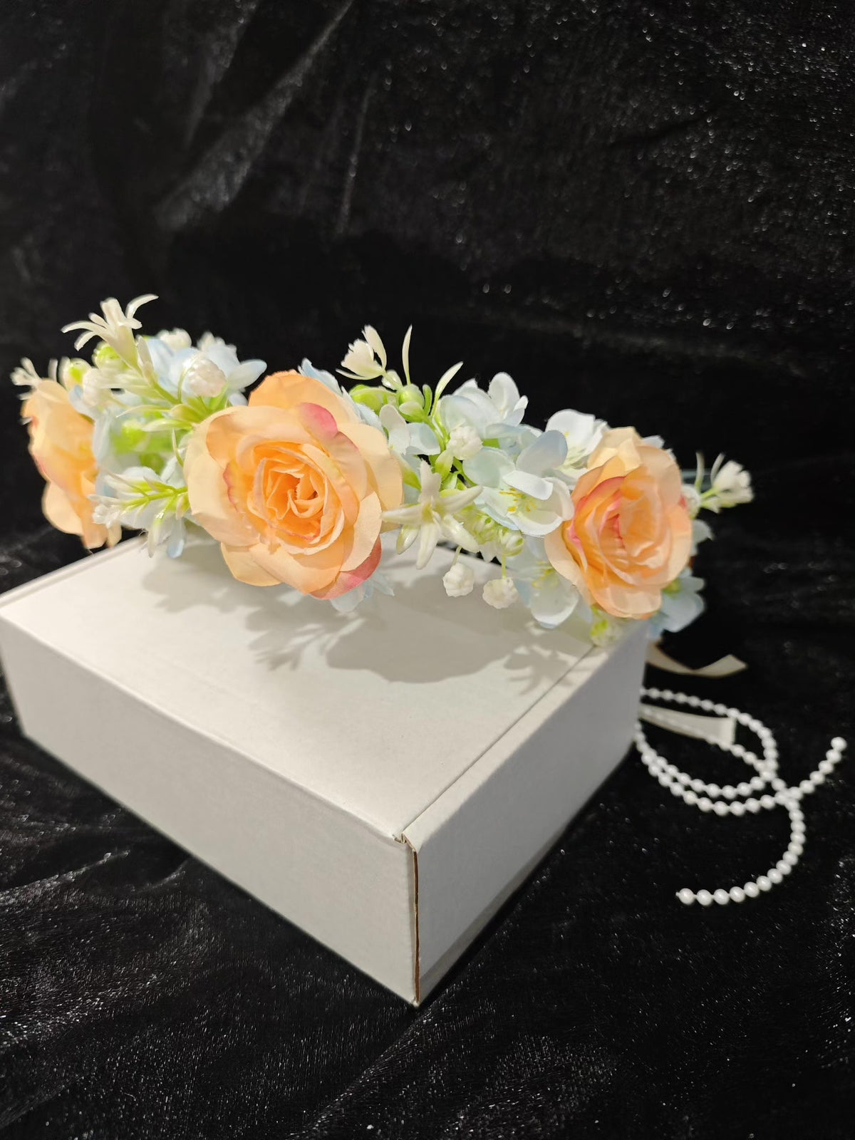 Orange Rose Floral Headpiece Handcrafted Crown