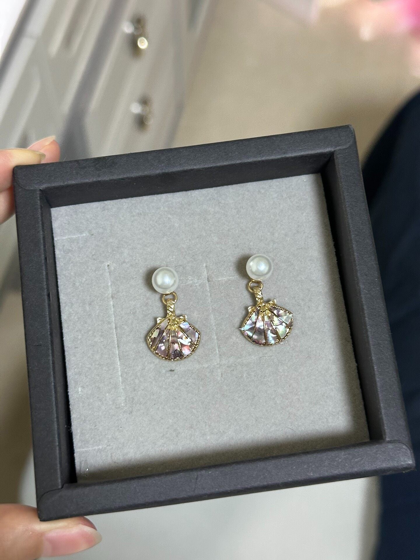 Holiday Beach Shell Pearl Earrings - Convertible to Pendant