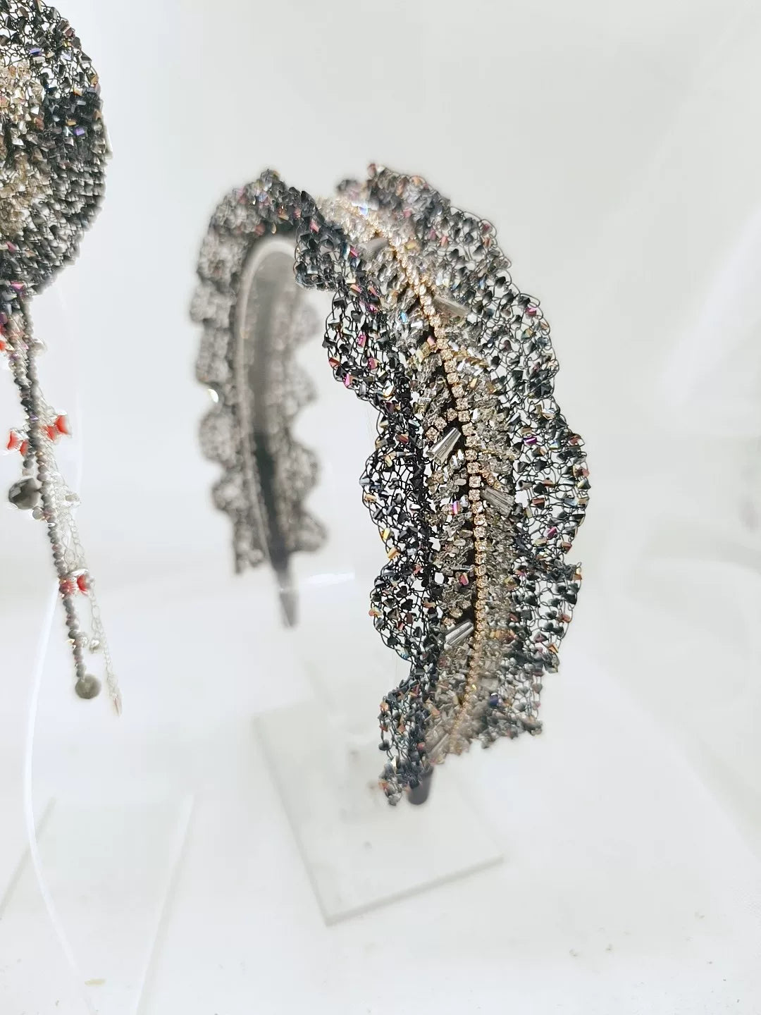 ハンドメイド クリスタルビーズ ハット ヘアクリップ セット