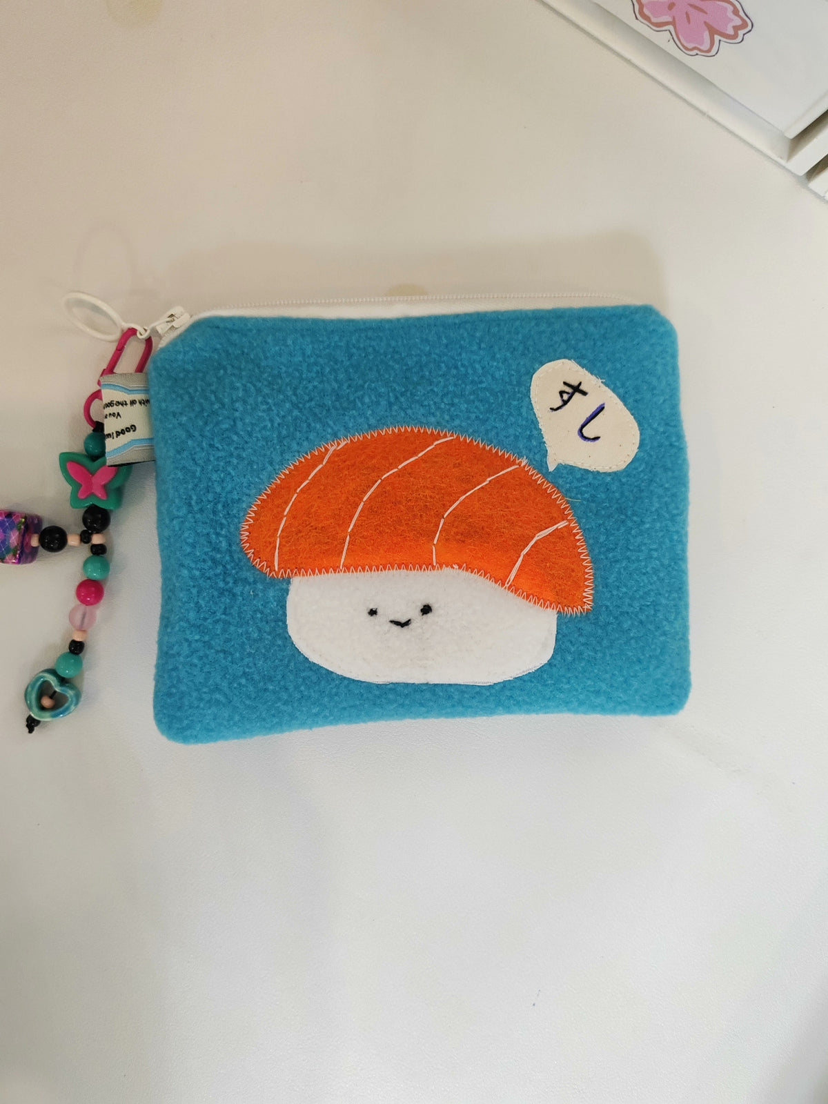 Handmade Turquoise Fabric Sushi Coin Pouch