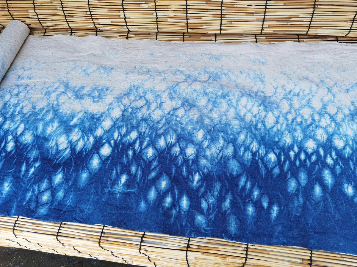 Tela de algodón tie-dye índigo ondas de agua