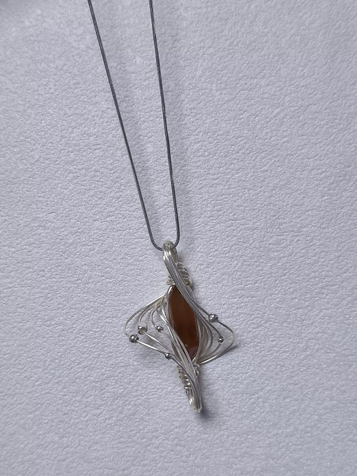 Silver Wire Wrapped Red Stone Necklace