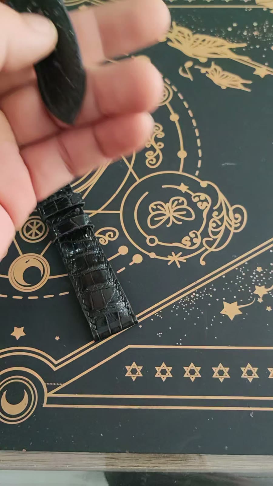Crocodile Leather Watch Strap 20mm Black