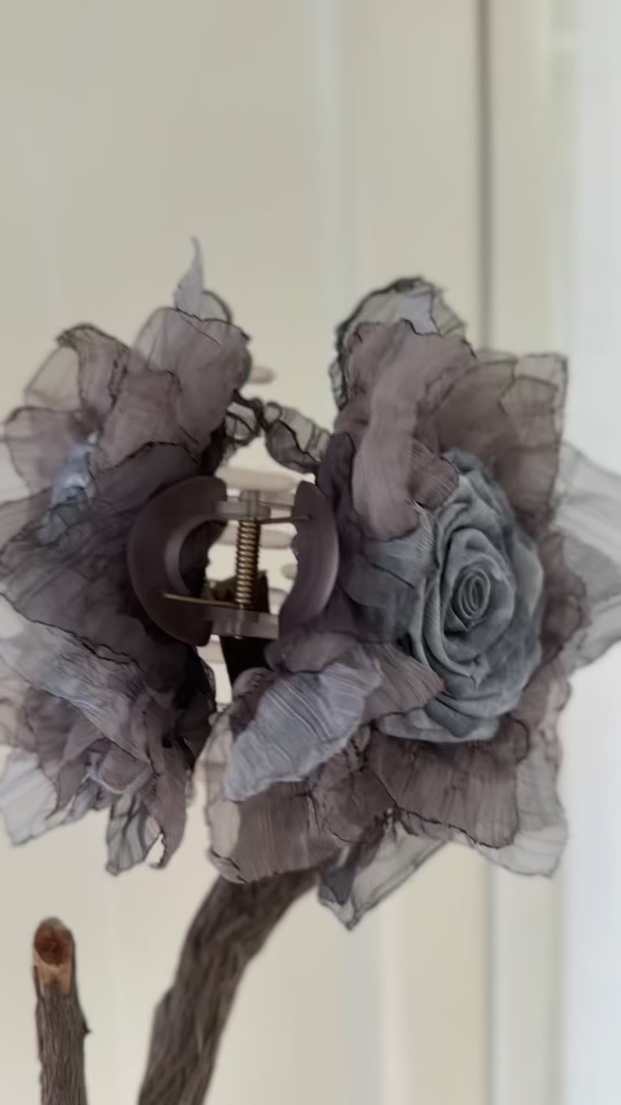 Fabric Burnt Rose Hair Claw Clip in Gray