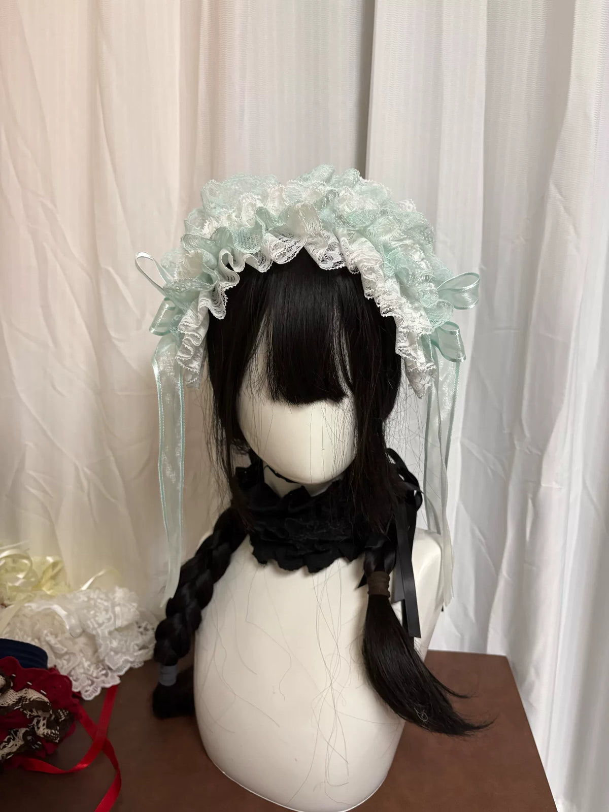 Tocado Lolita de encaje menta