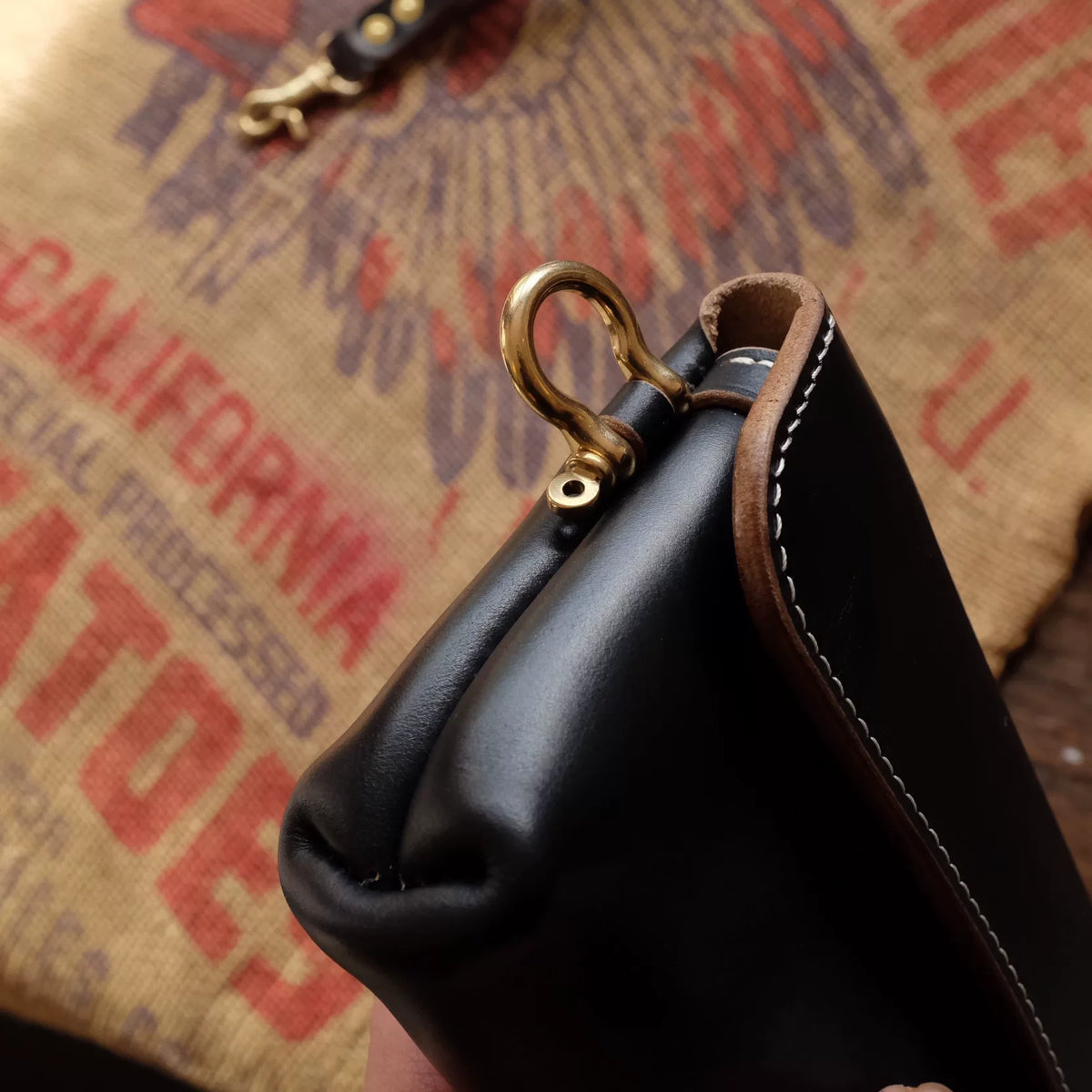 Handcrafted Black Leather Waist Pouch