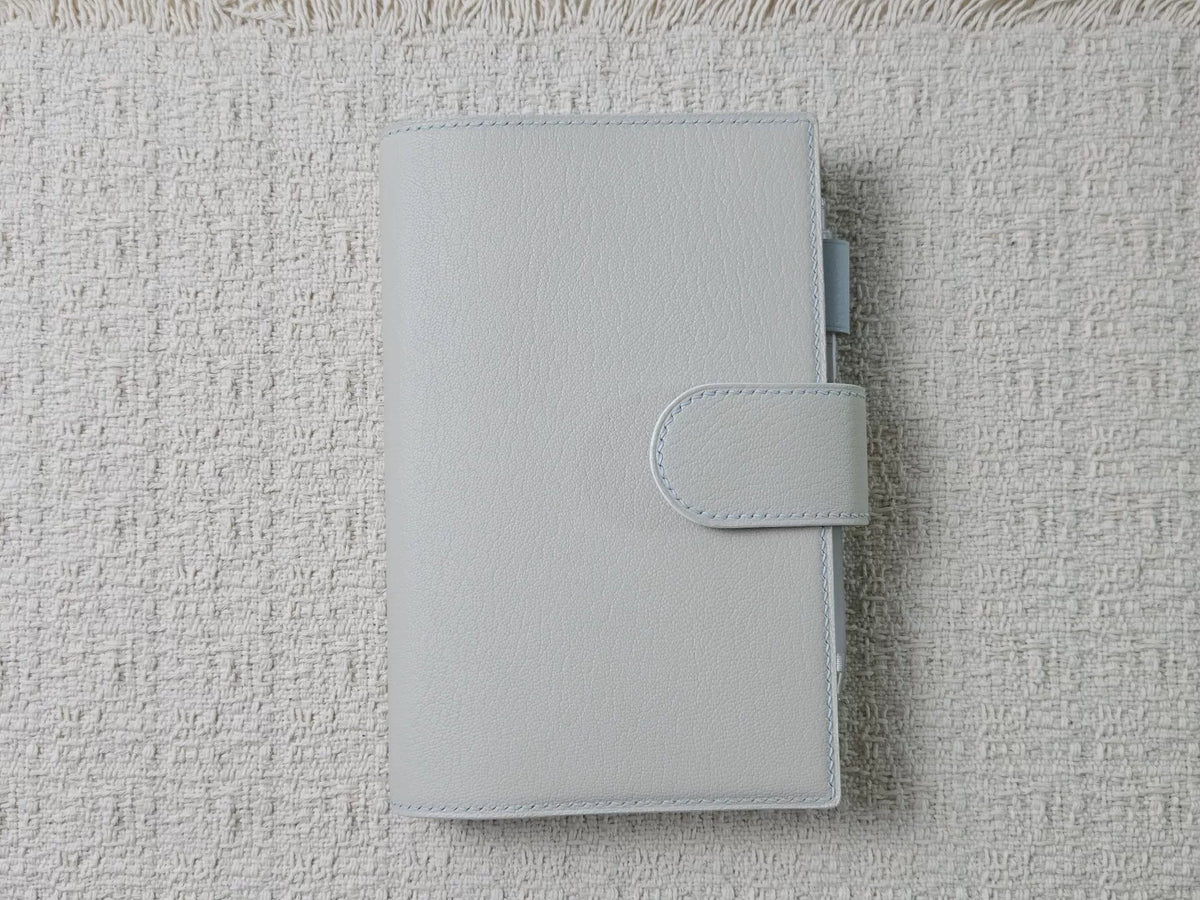 Personal Size Ring Bound Leather Planner Milkshake White