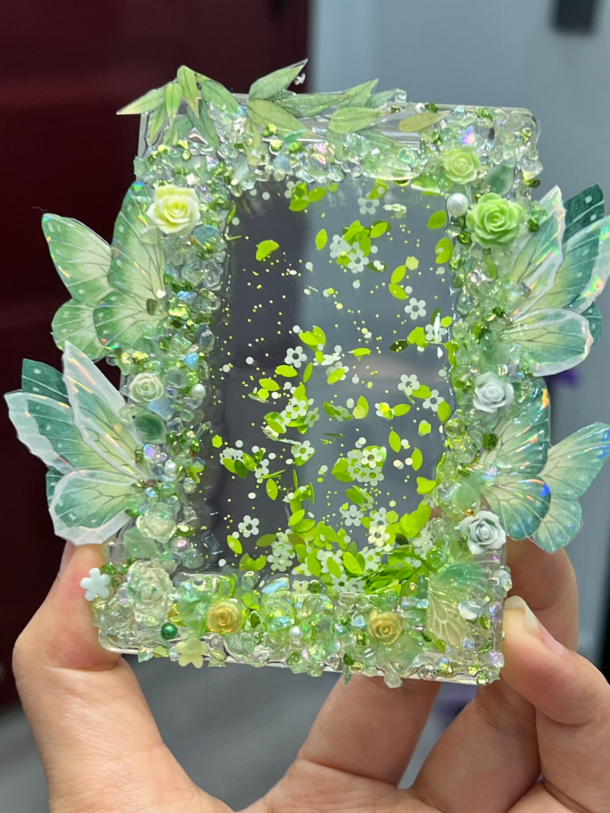 Liquid Shaker Card Brick met Drijende Bloemensequins