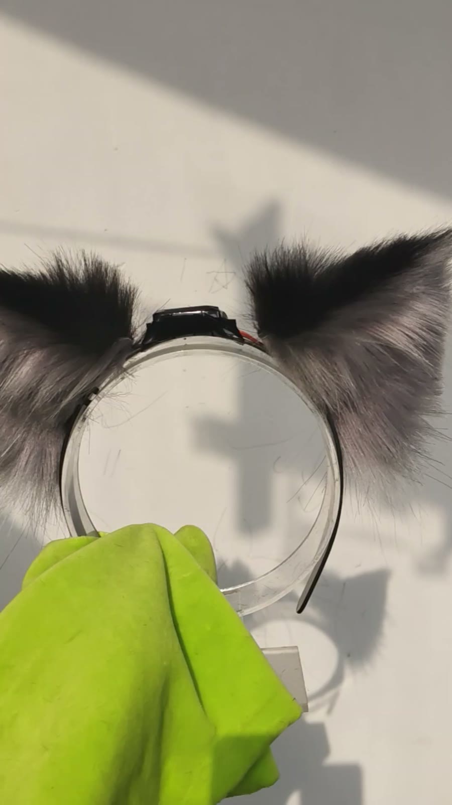 Motorized Cat Ears with Dark Gray Fur