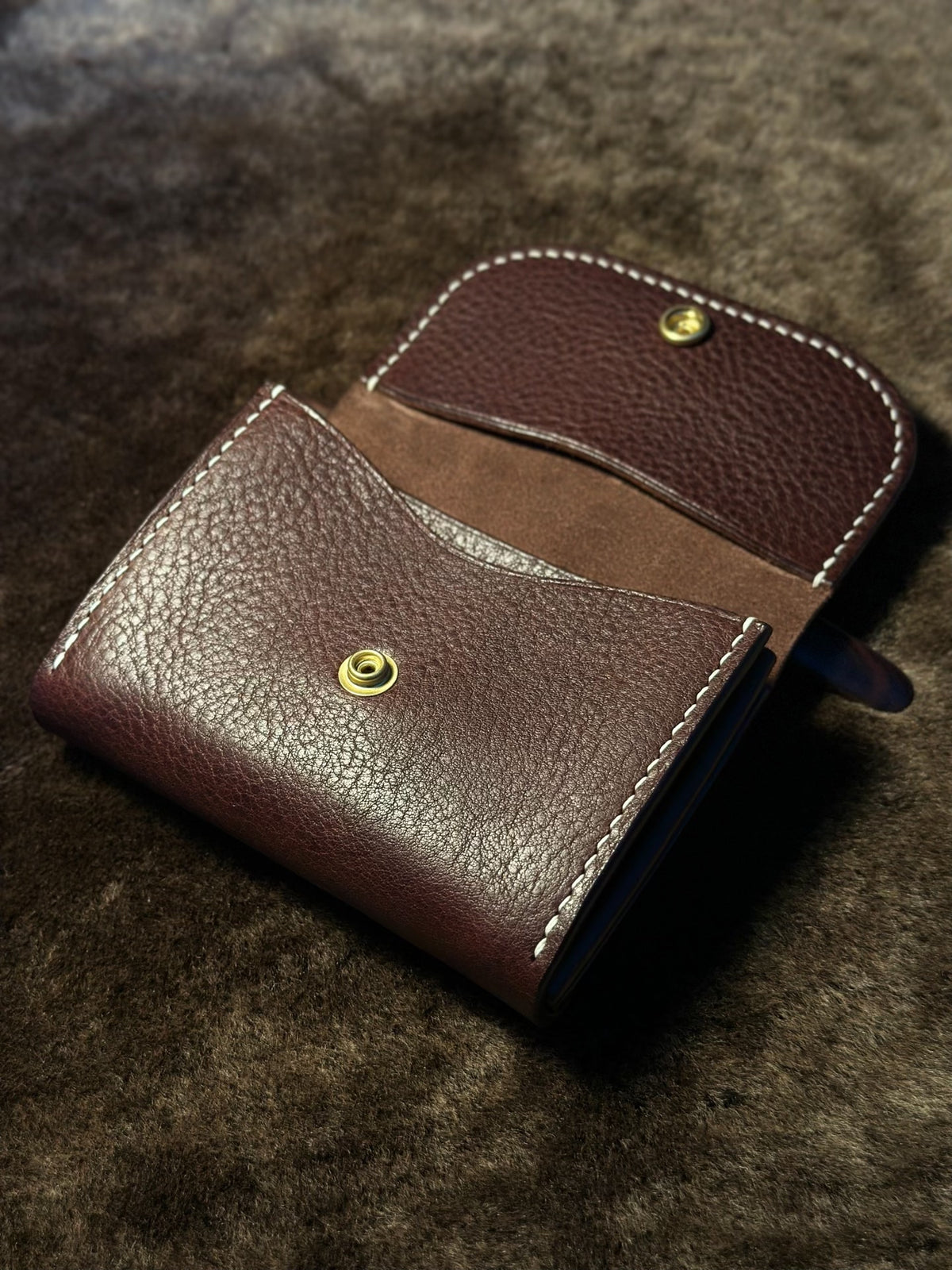 Handcrafted Leather Card Holder with Brass Snap