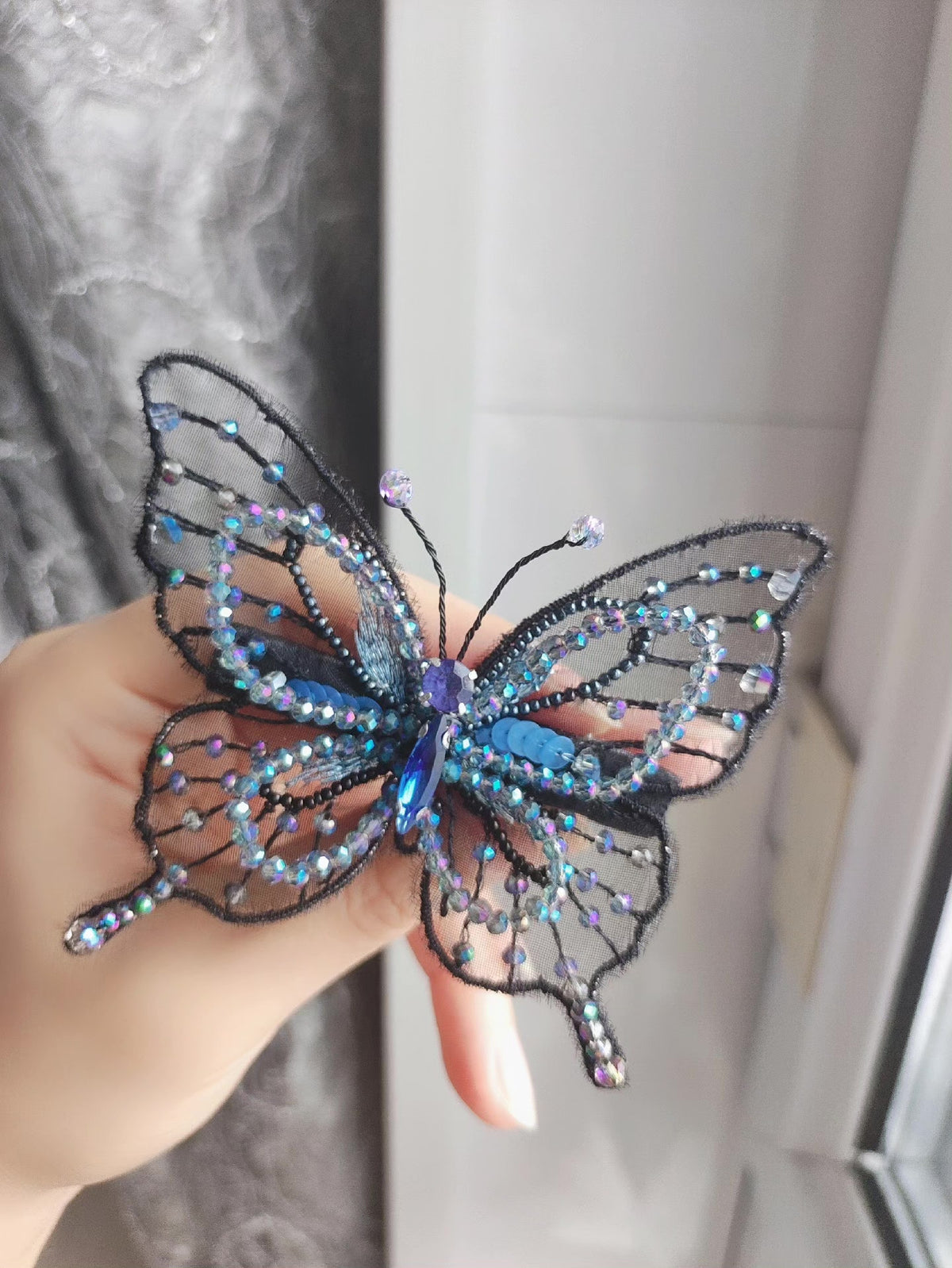 French Embroidered Butterfly Hair Clip