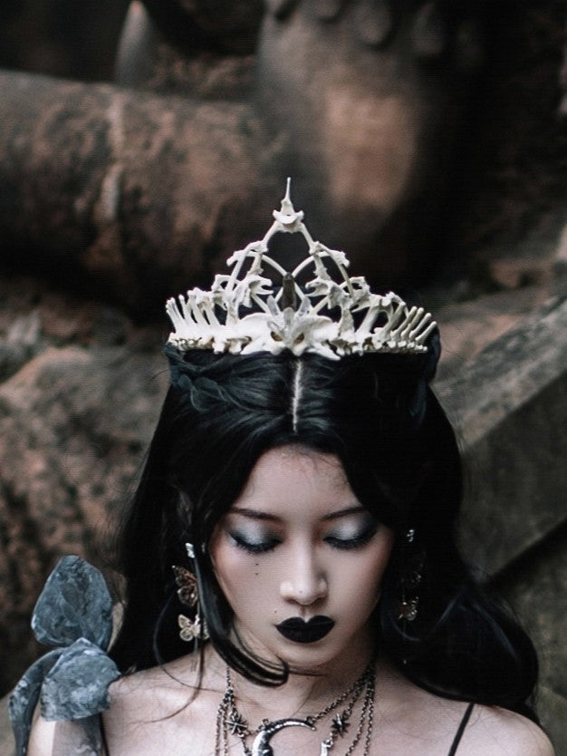 Bone Crown with Crystal Skull Accents
