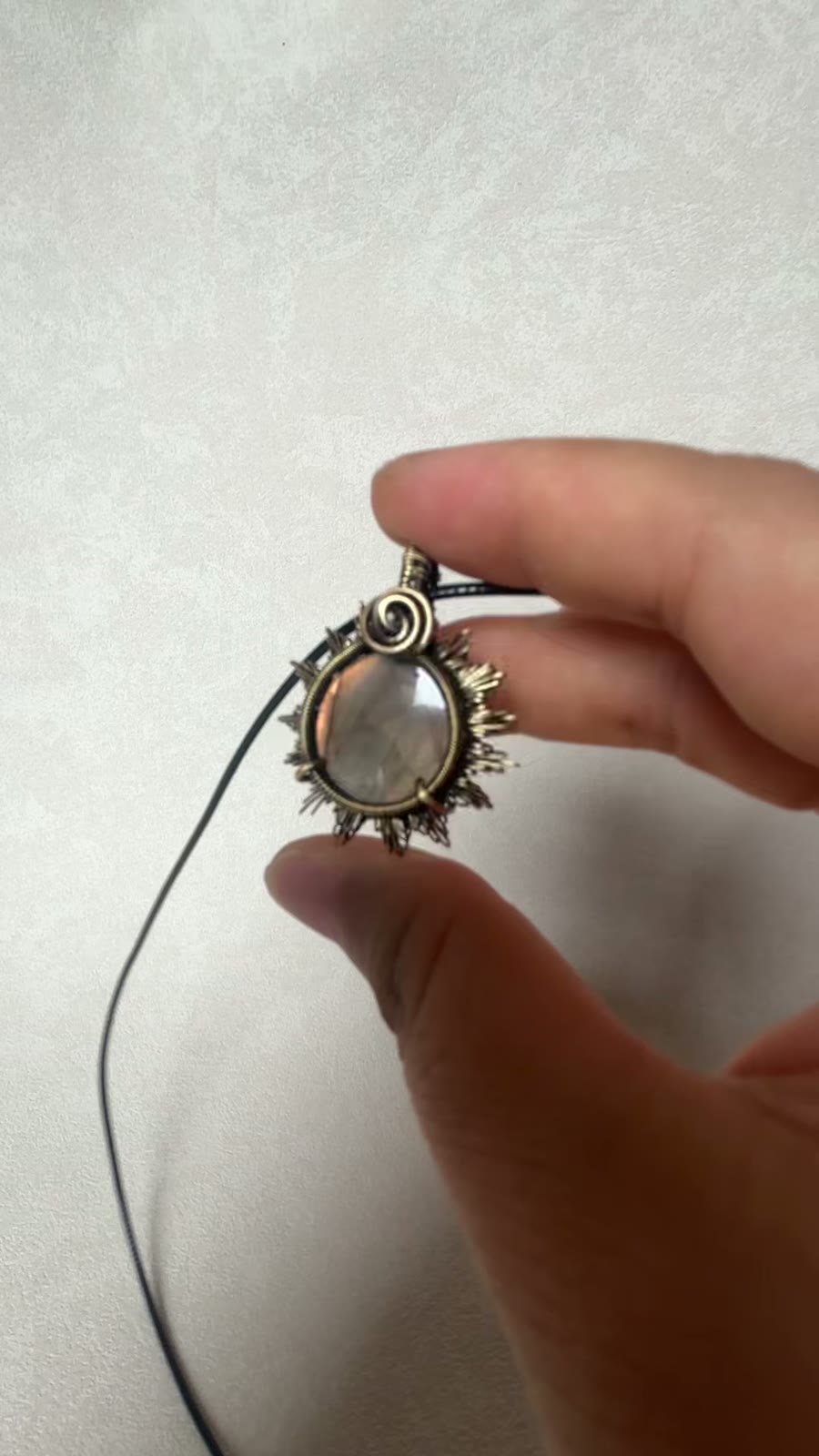 Labradorite Wire Wrapped Sun Pendant Necklace