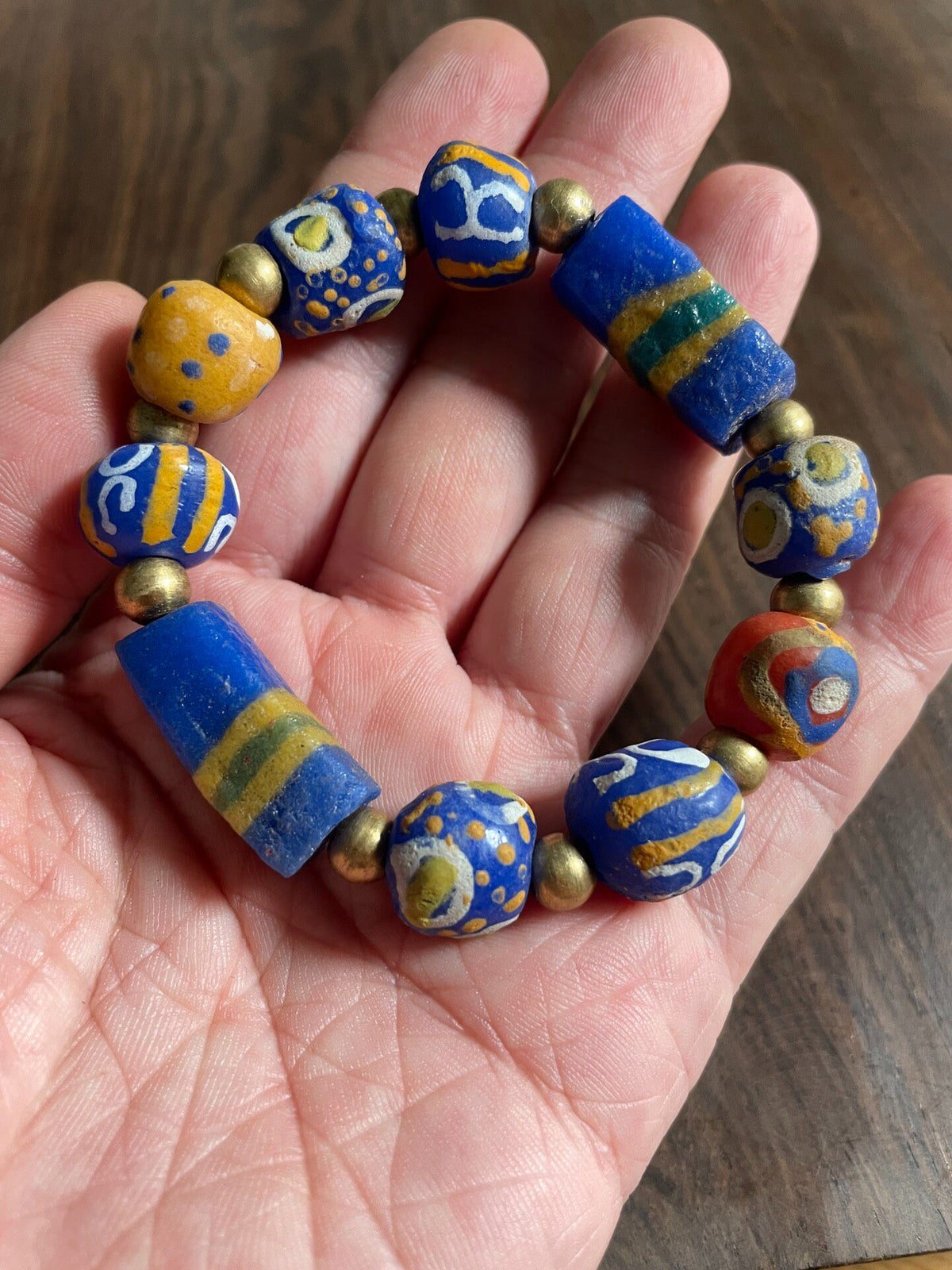 Hand Painted African Trade Bead Bracelet