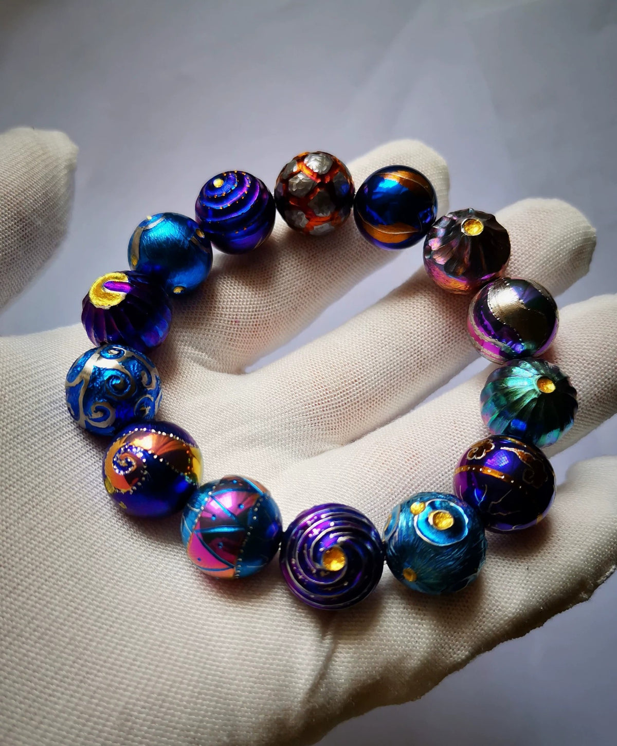 Titanium Alloy Meteorite Bead Bracelet