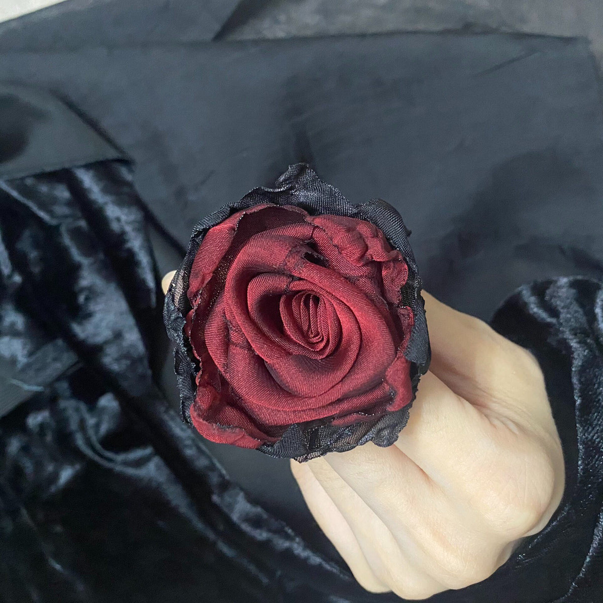 Handmade Adjustable Rose Ring Dark Vintage