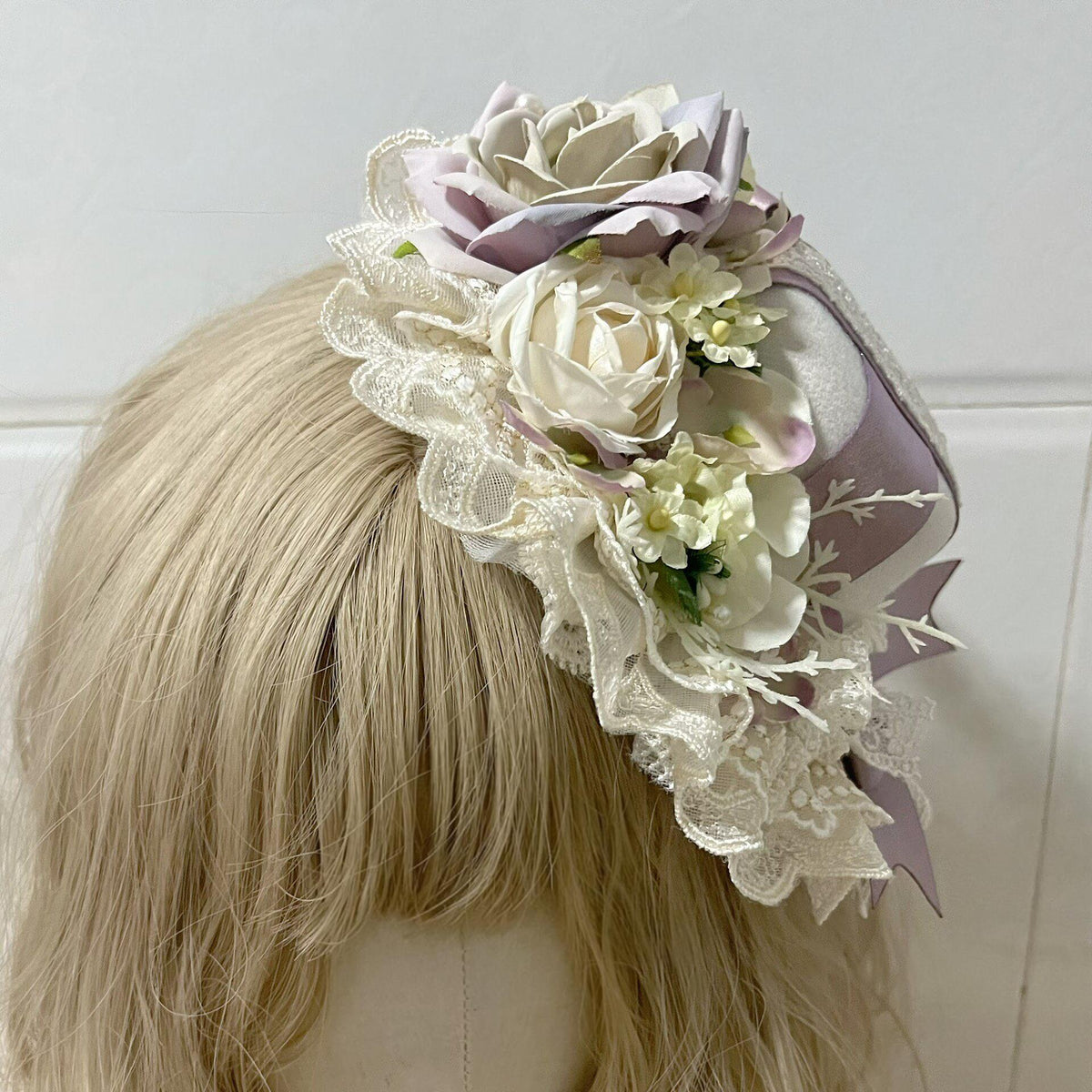 Handmade Lolita Mini Top Hat White Purple