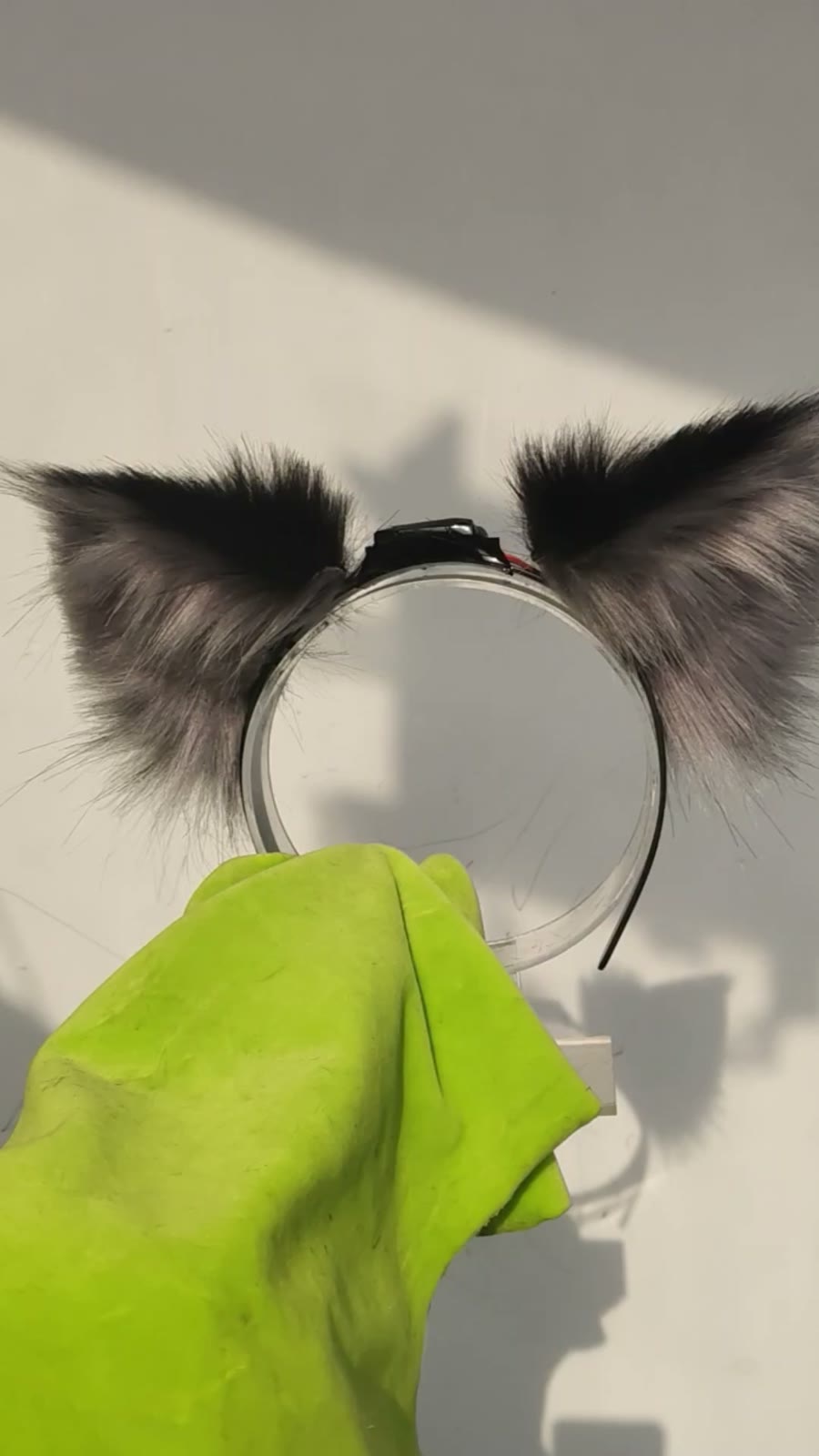 Motorized Cat Ears with Dark Gray Fur