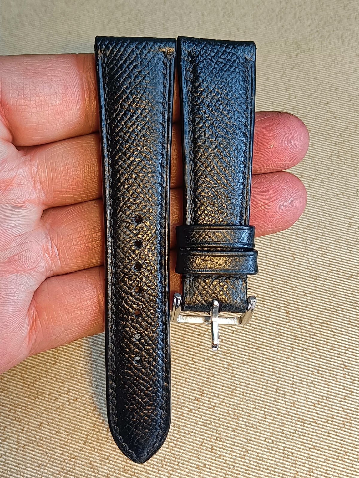 Black Epsom Leather Watch Strap 22mm