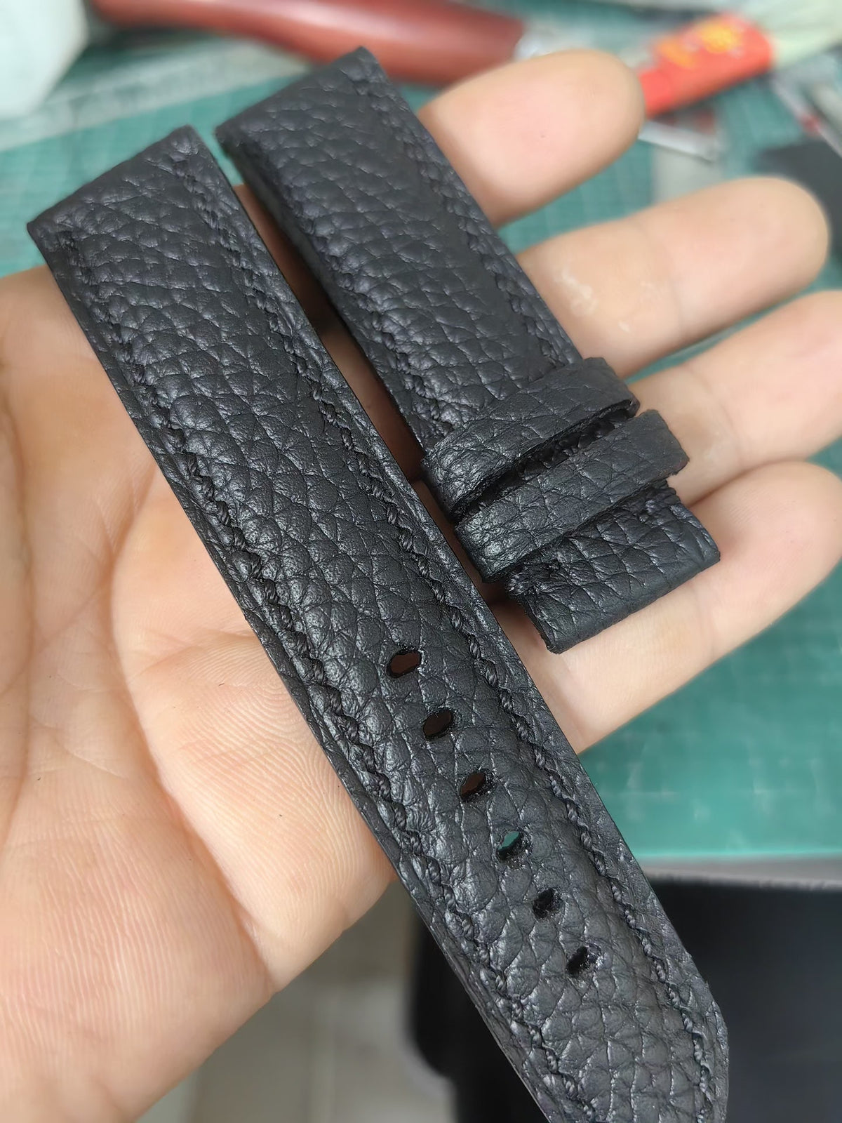 Handmade Leather Watch Strap 22mm Black