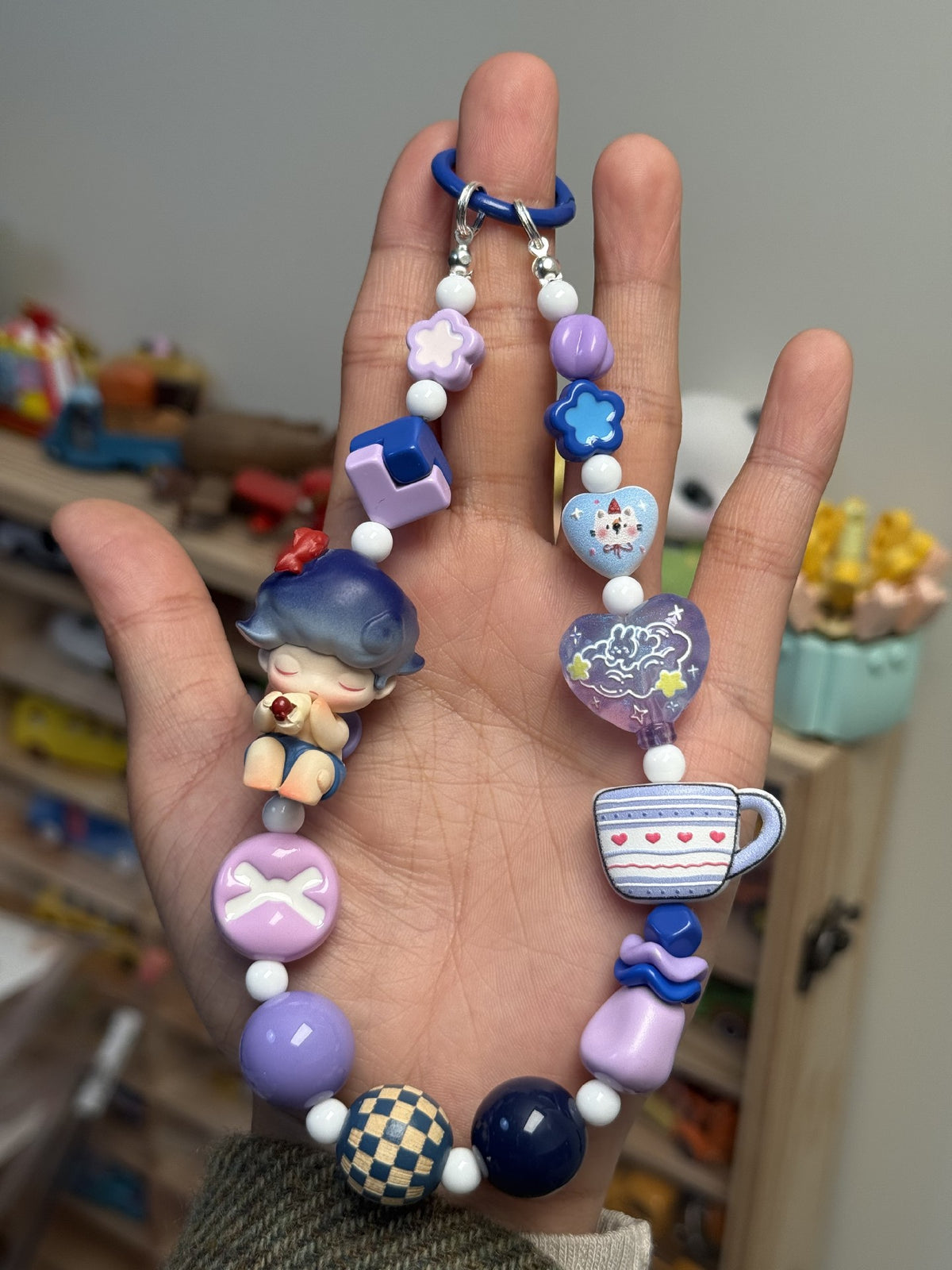 Sleeping Figure Beaded Phone Strap Charm