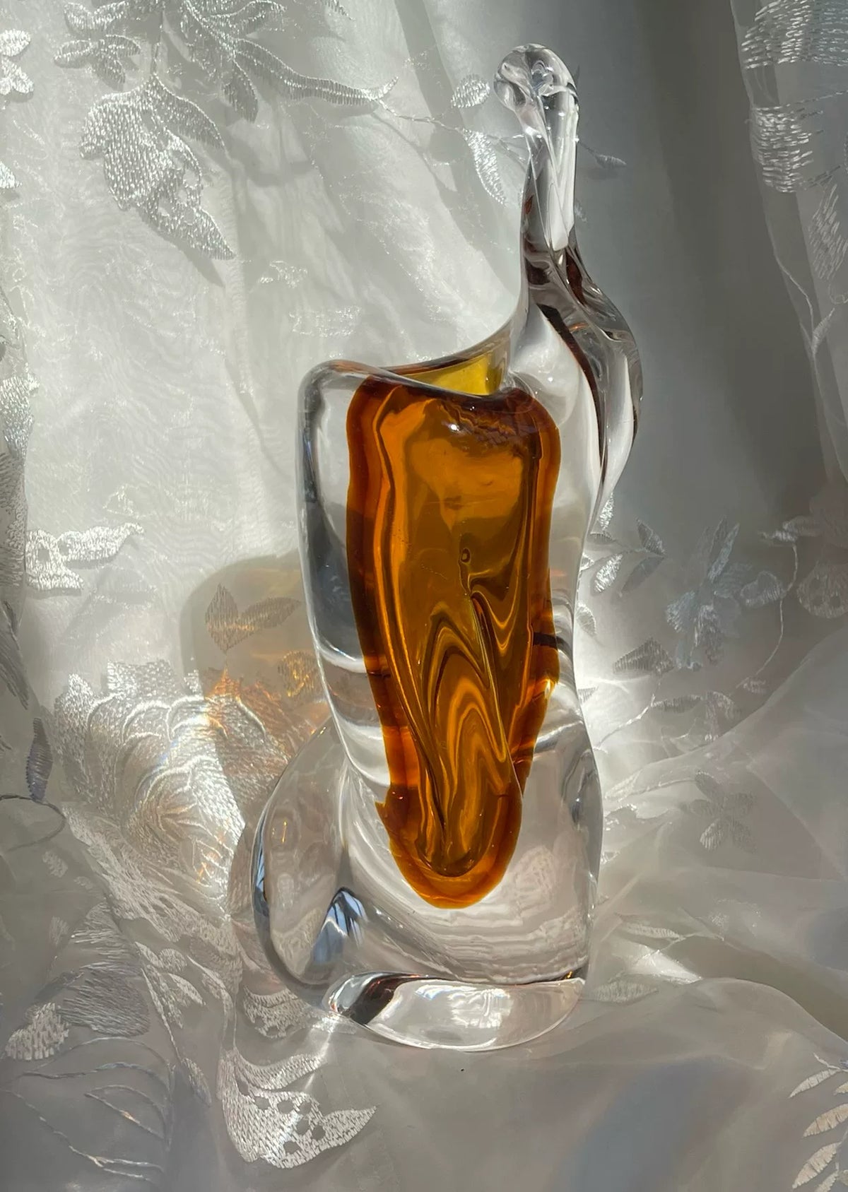Vaso de Vidro Vintage Amber Sommerso