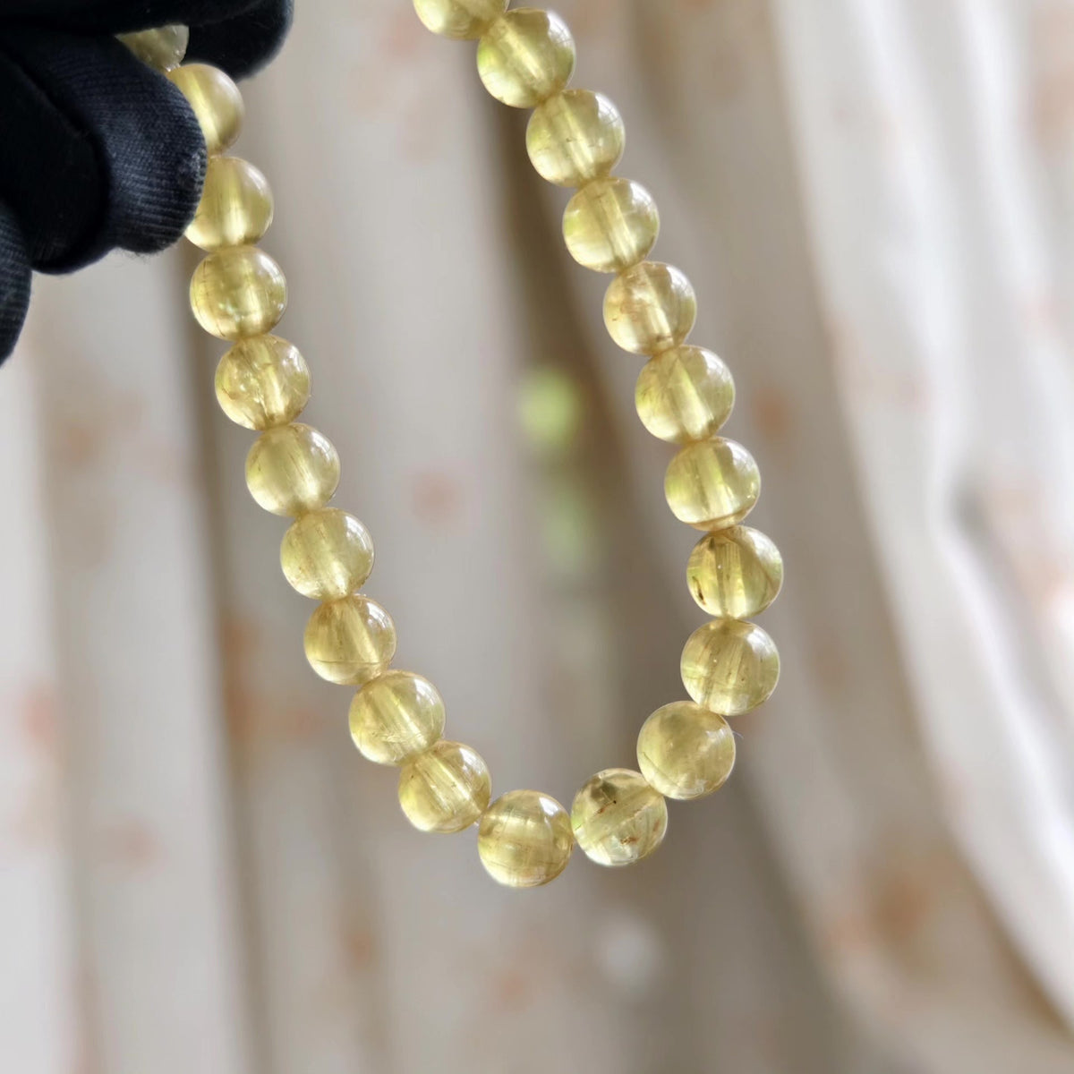 Natural Yellow Spodumene Beaded Bracelet 6.7mm