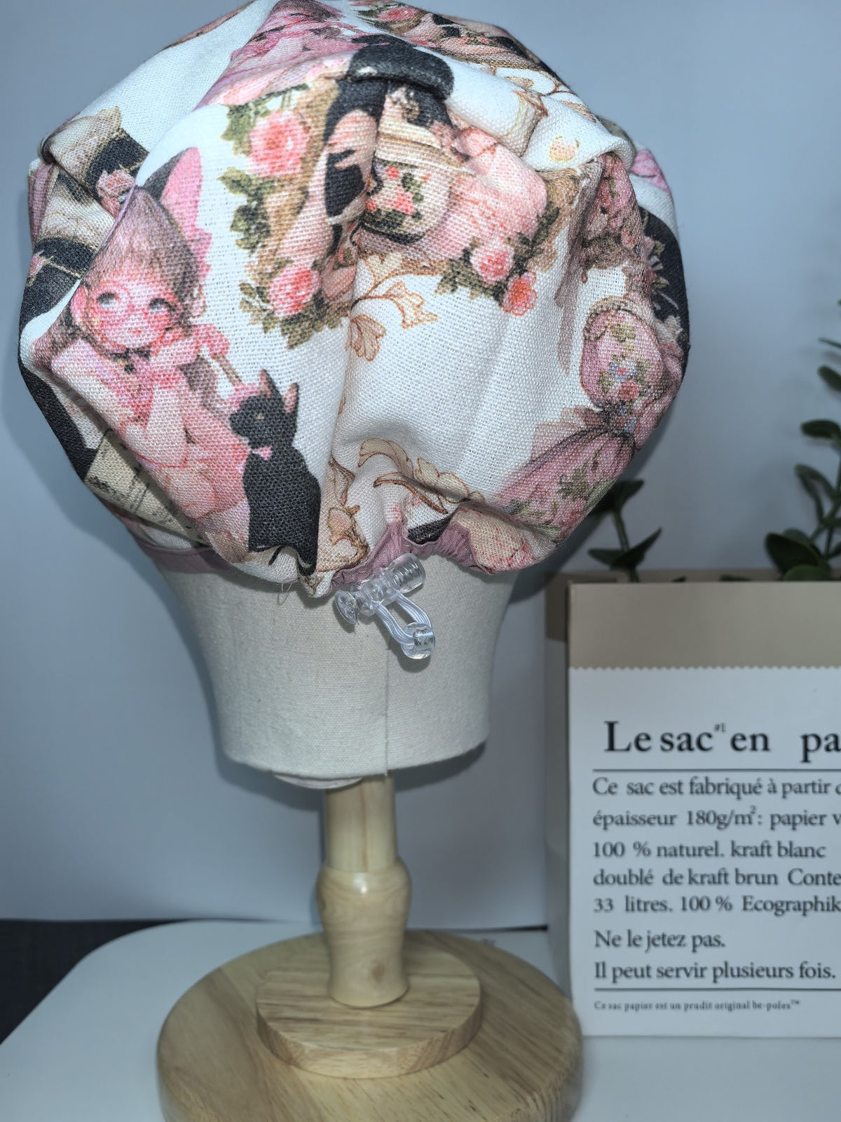 Cotton Linen Scrub Cap with Vintage Floral Print