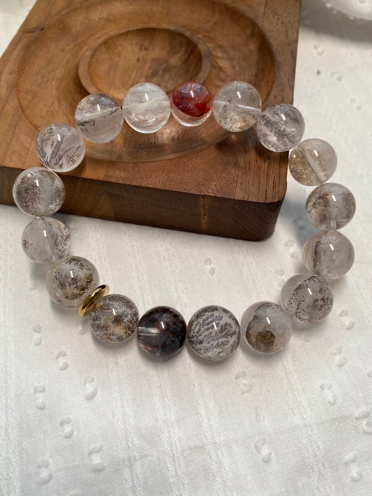 Armband mit Dendritenquarz-Kristallperlen