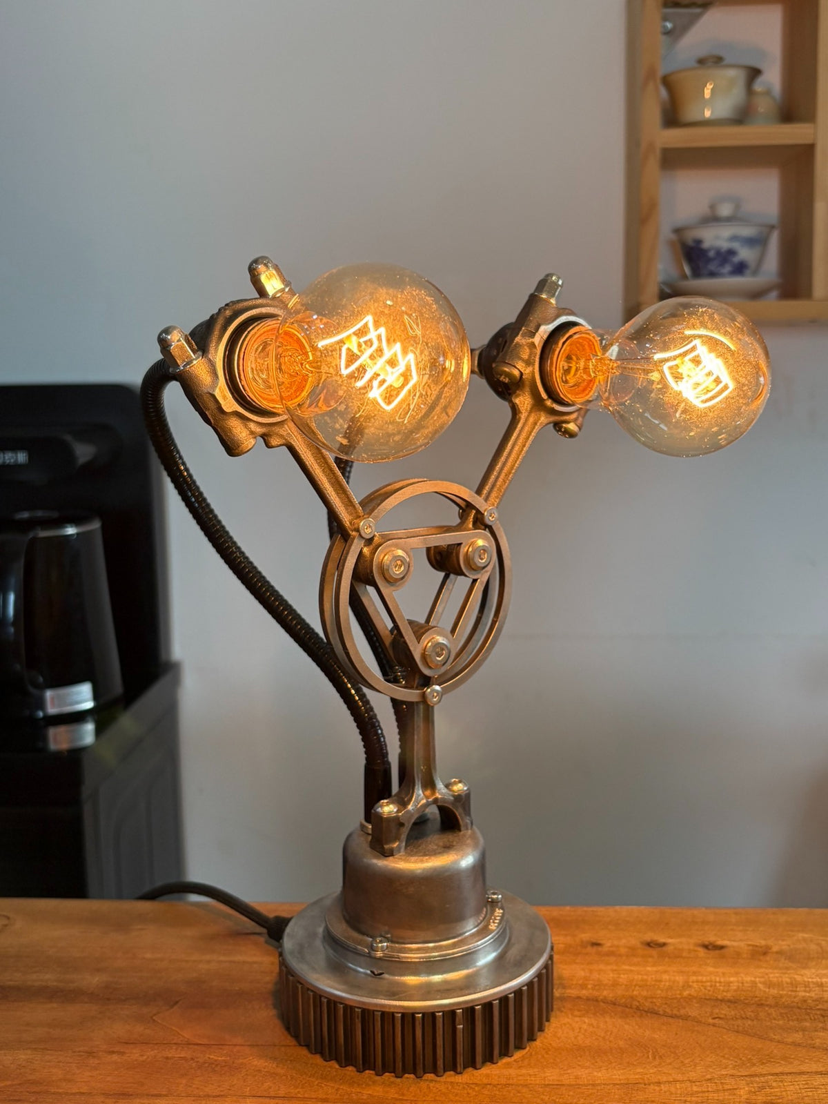 Steampunk Engine Connecting Rod Dual-Head Table Lamp