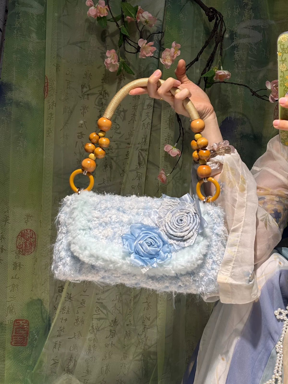 Blue Crochet Handcrafted Bag