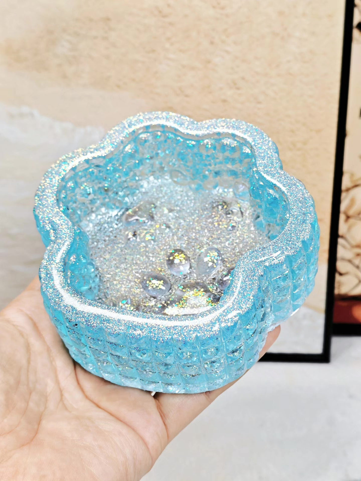 Caixa de Resina Pata de Gato Azul-Gelo