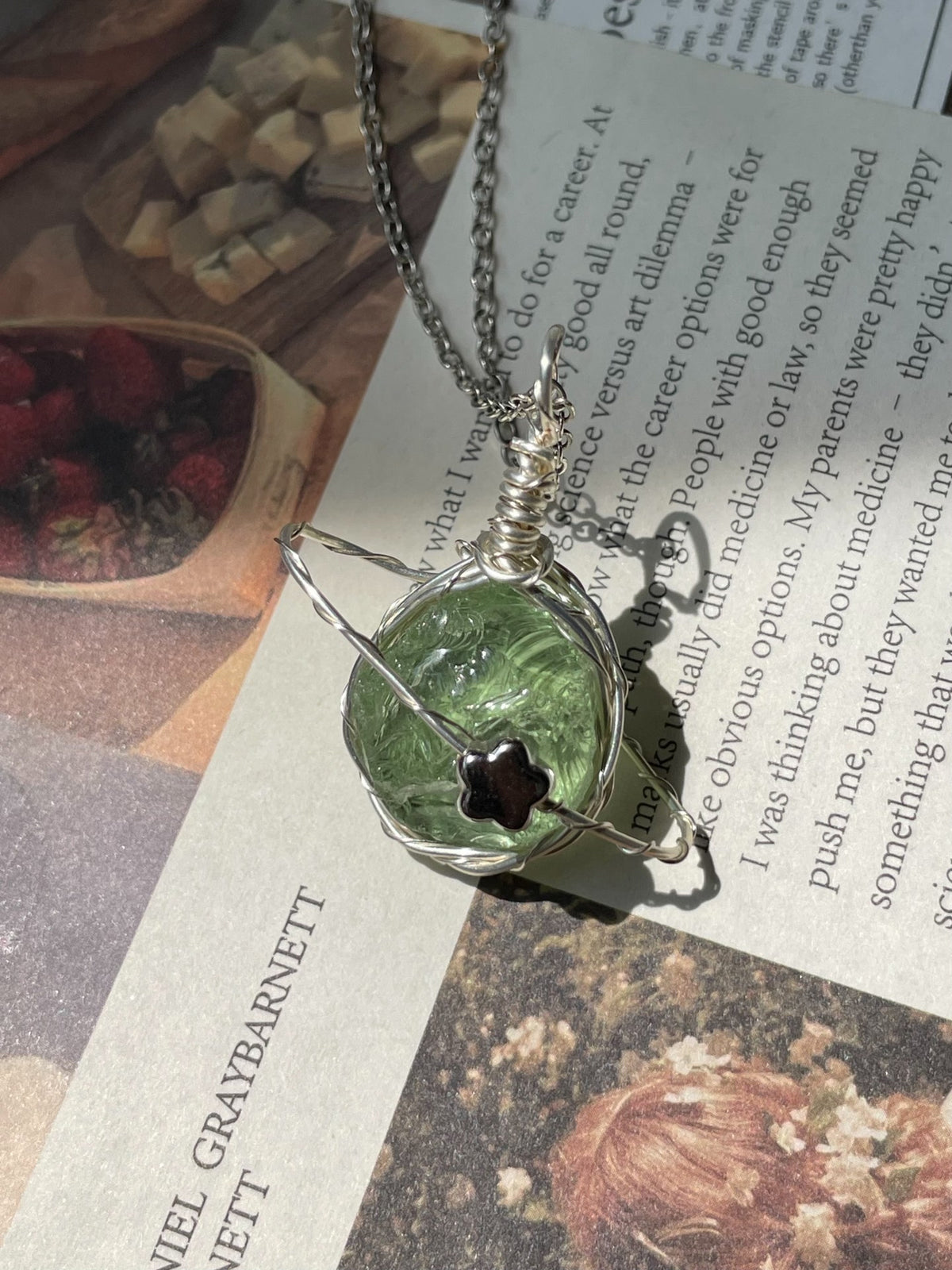 Handcrafted Planet Pendant Wire Wrapped Necklace