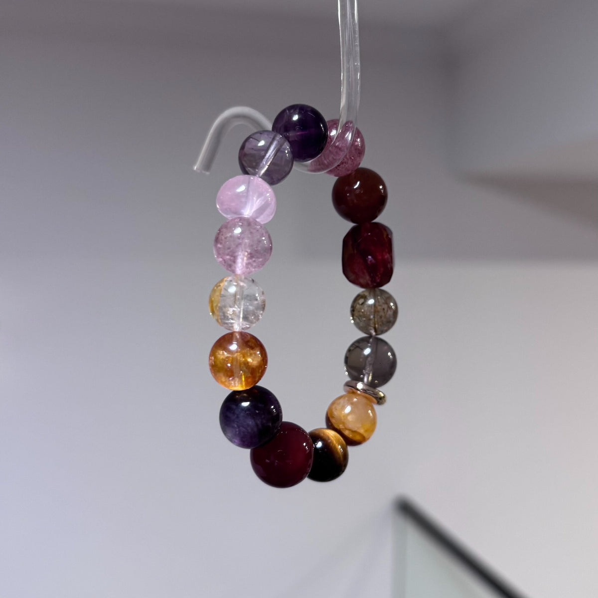 Nine Purple Li Fire Crystal Bead Bracelet