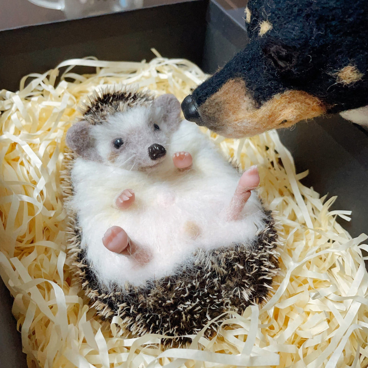 Wool Felt Realistic Hedgehog Palm-Sized Collectible