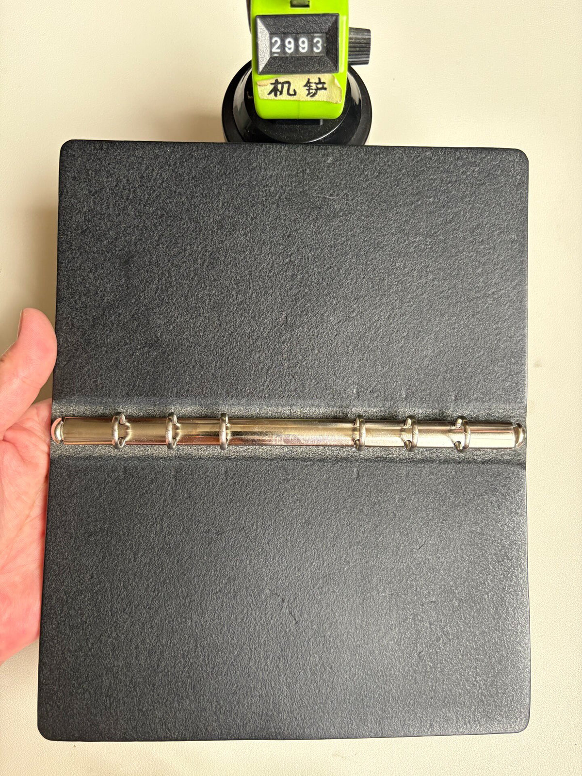 A6 Leather Binder Six Ring Black