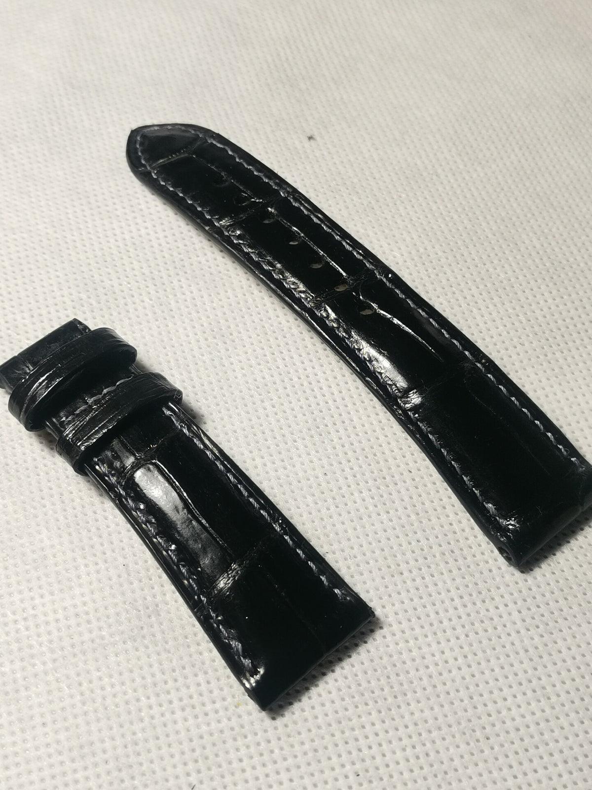 Handmade Black Crocodile Leather Watch Strap