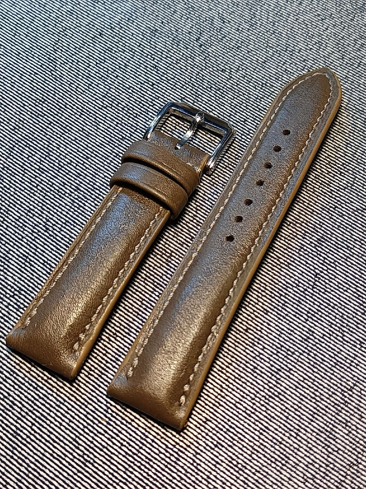 Handcrafted Swift Leather Watch Strap Elephant Grey