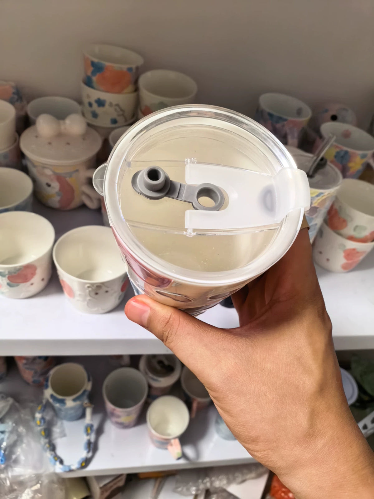 Handmålad keramikmugg med sug 500ml