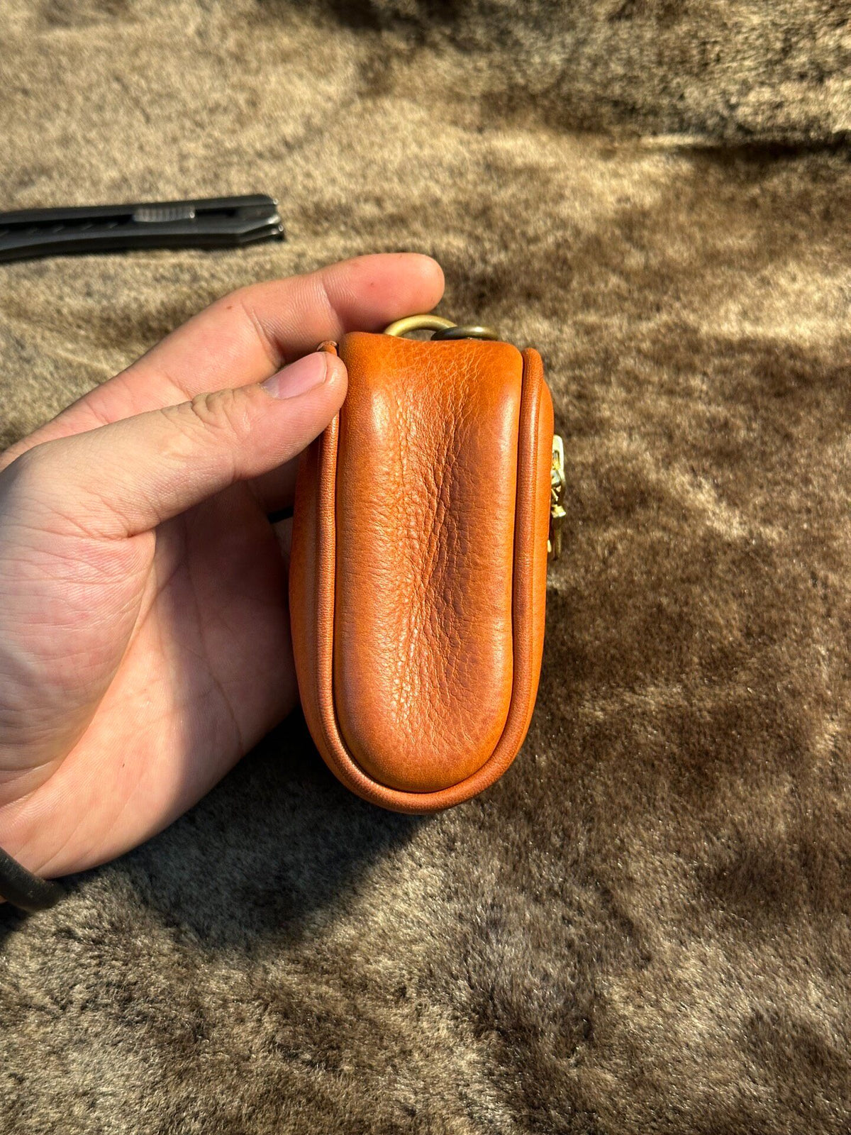 Italian Leather Key Pouch with Rolled Edges