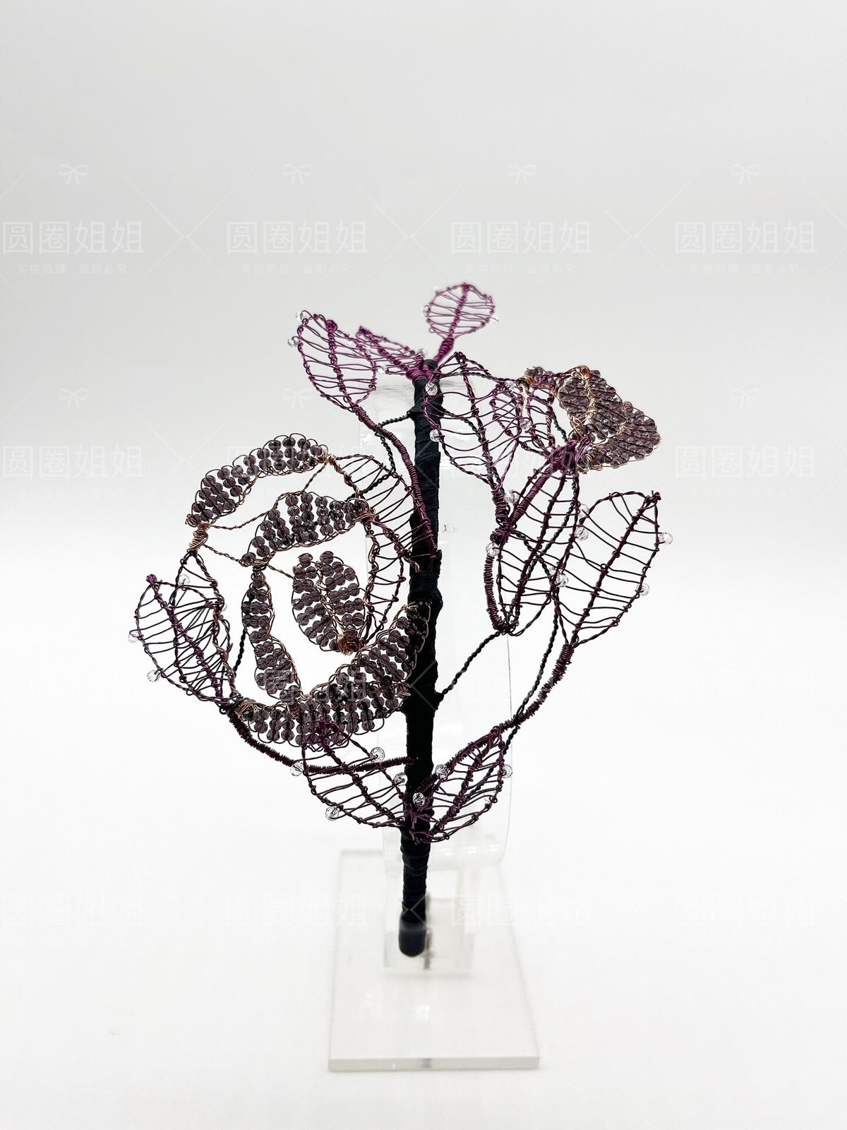 Rose Crystal Copper Wire Headband Hair Accessory