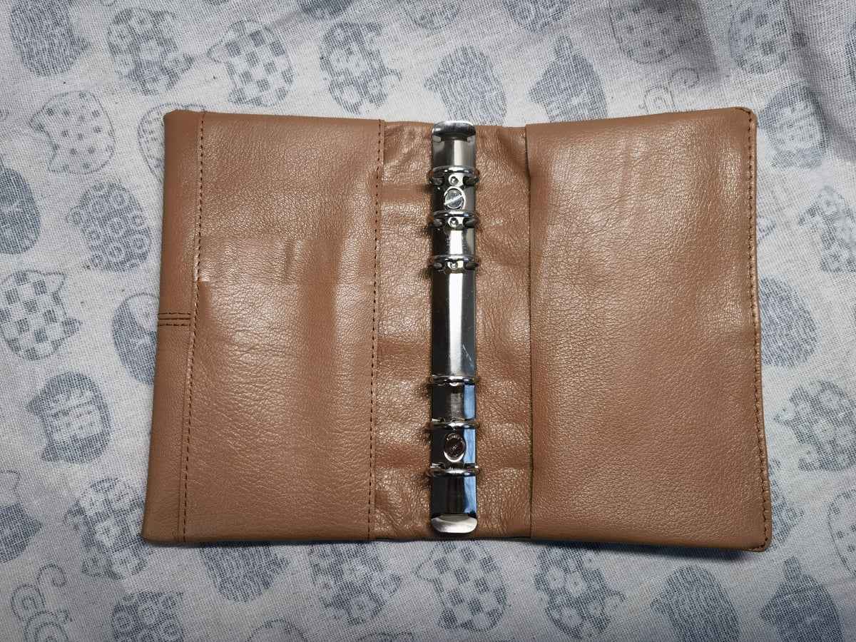 Almond Goat Leather A6 Ring Binder Planner