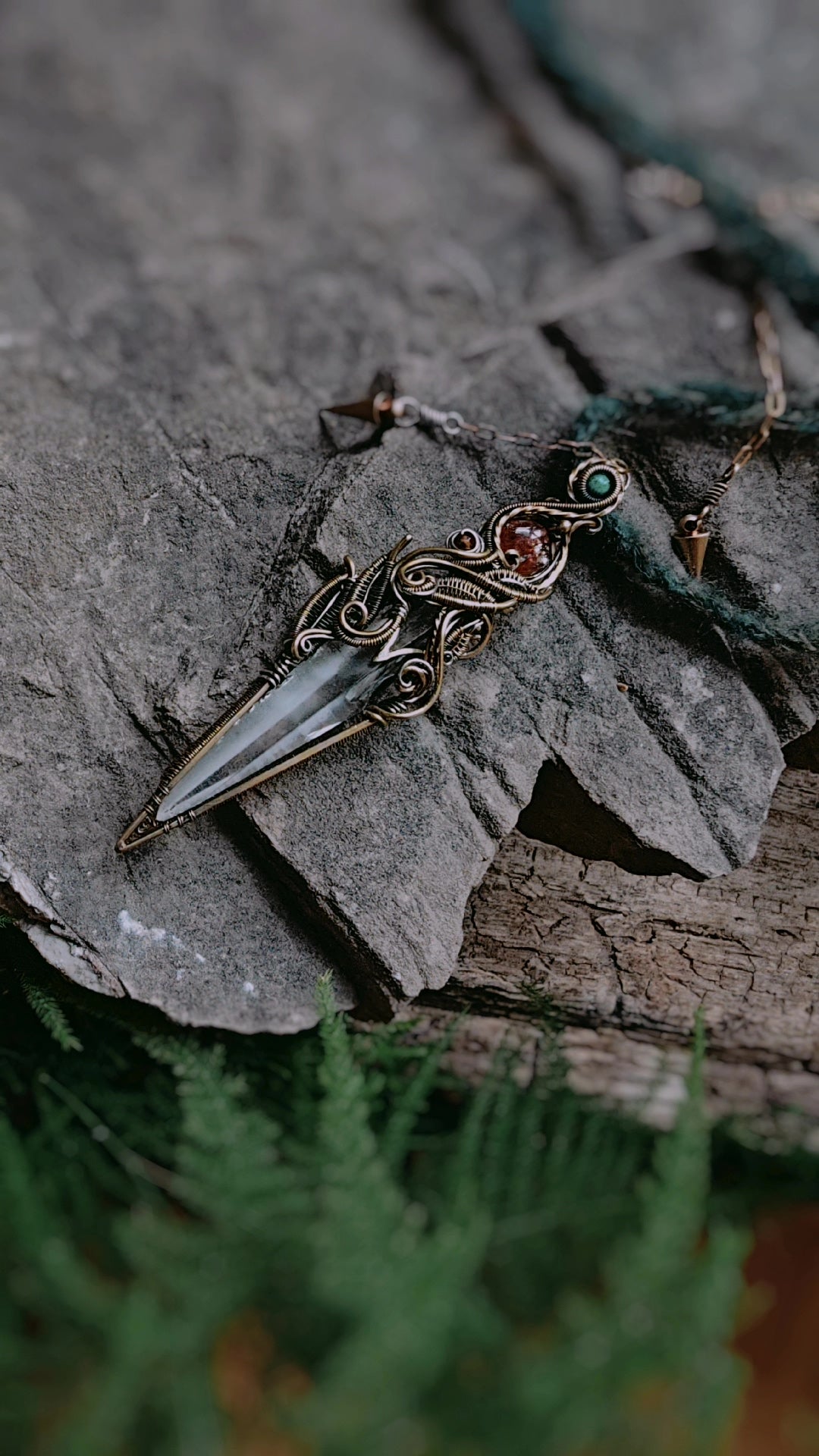 Lemurian Crystal Wire Wrapped Pendant
