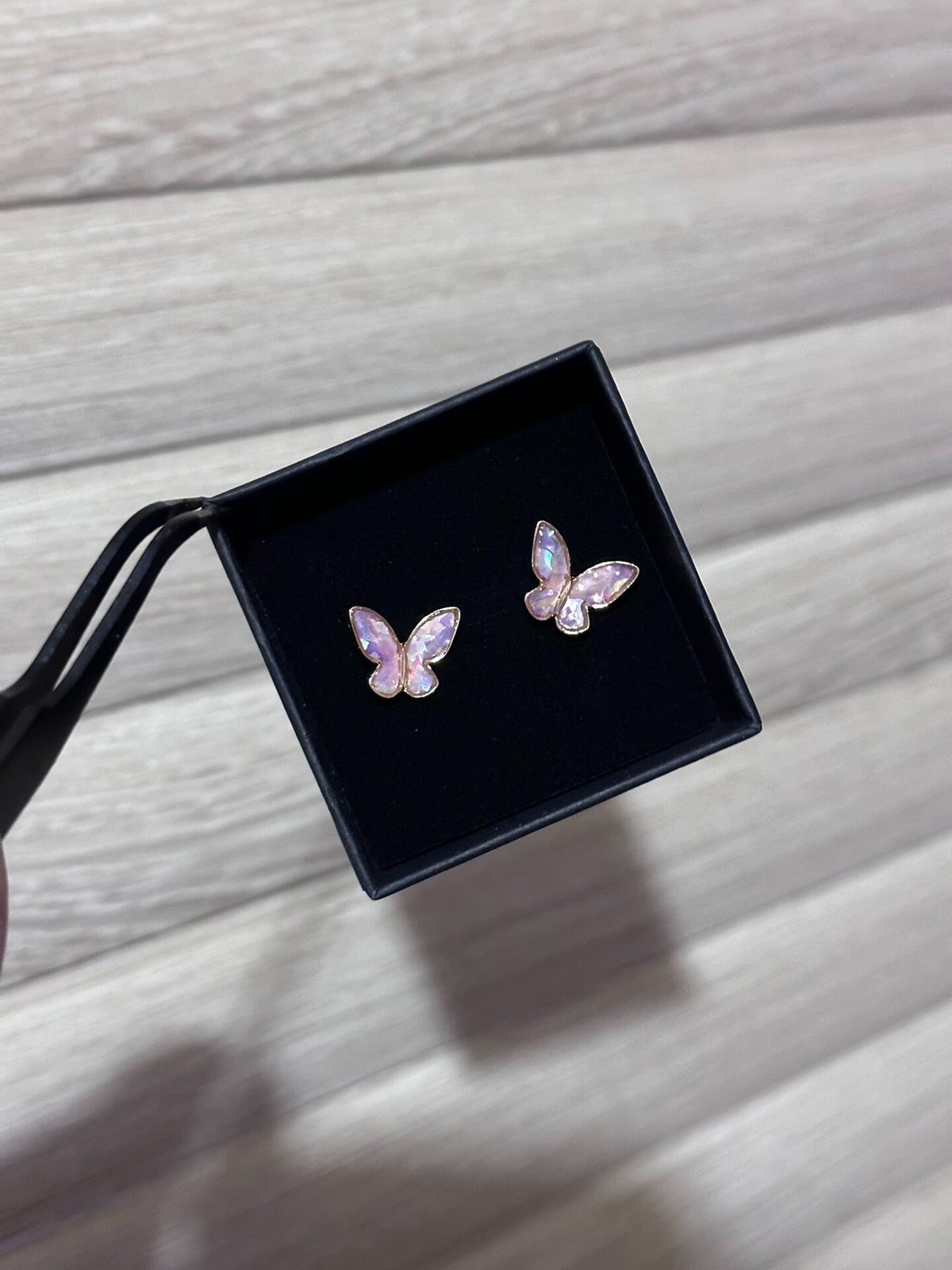 Iridescent Butterfly Stud Earrings S925 Silver