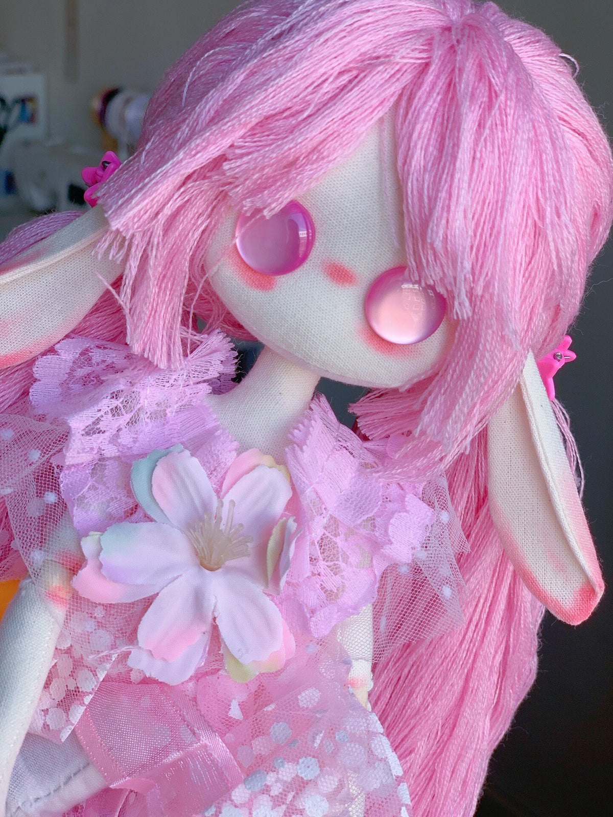手作り 30cm ピンクのうさぎゴーストドール