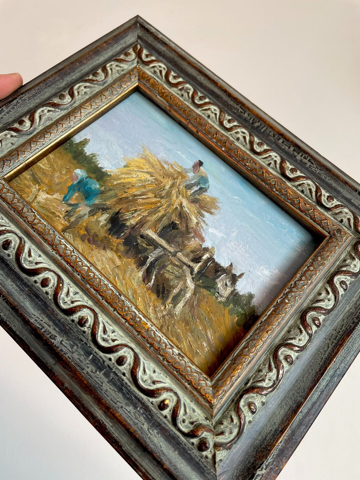 Original Ölgemälde Ländliche Ernteszene