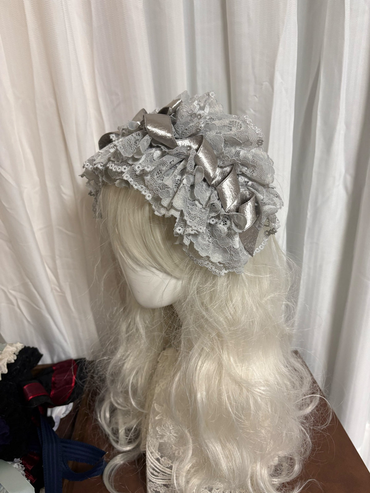Lace and Bronze Ribbon Gothic Headpiece