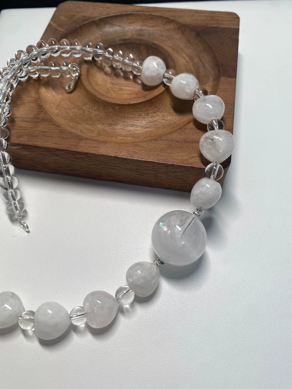 Collana in Quarzo Phantom Bianco con elemento da 19mm
