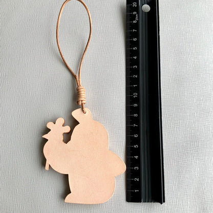 Large Leather Keychain - The Little Mole Design with Flower